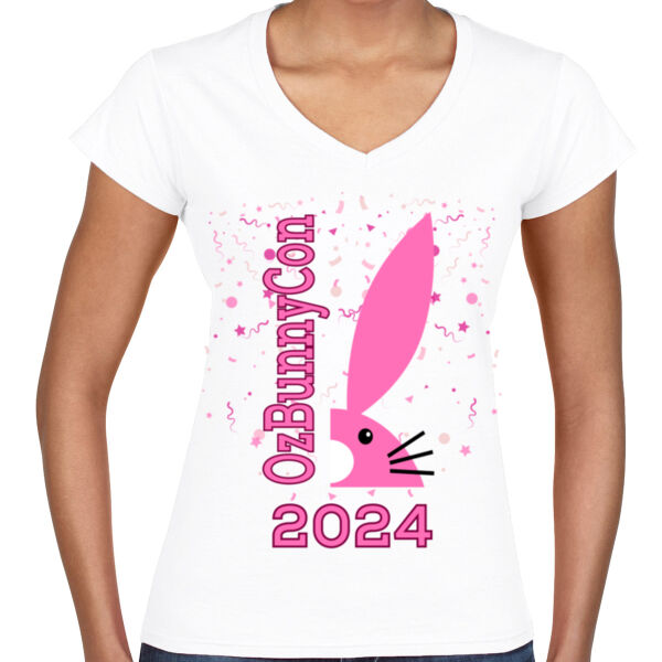 OzBunnyCon 2024 - Pink - Women's V Neck Thumbnail