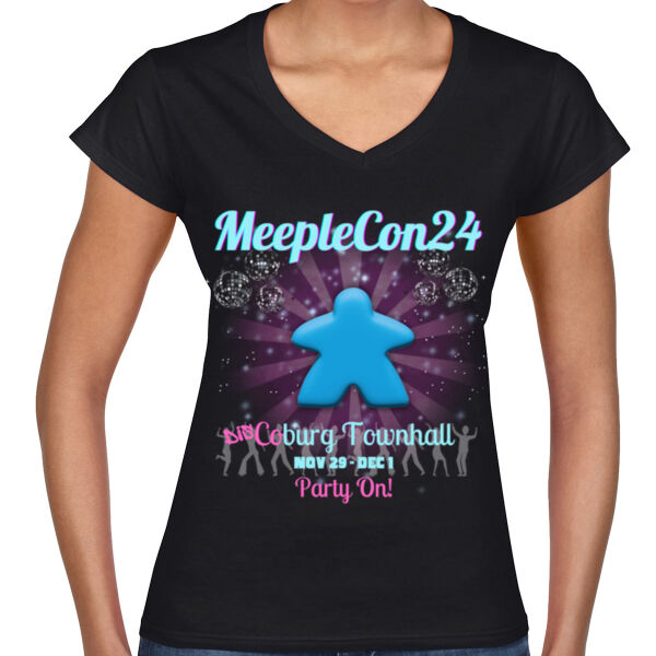 MeepleCon 2024 - Discoburg! Women's V-Neck Tee Thumbnail