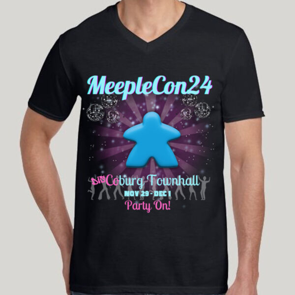MeepleCon 2024 - Discoburg! Unisex V-Neck Tee Thumbnail